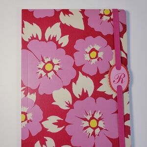 Floral Pink and Taupe 'R' Lined Notebook